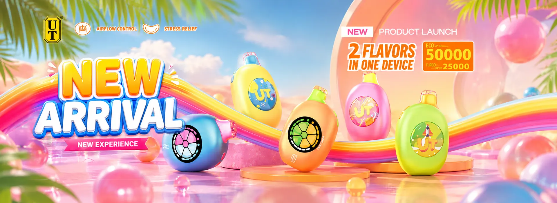 High puff disposable vape banner with multiple product devices